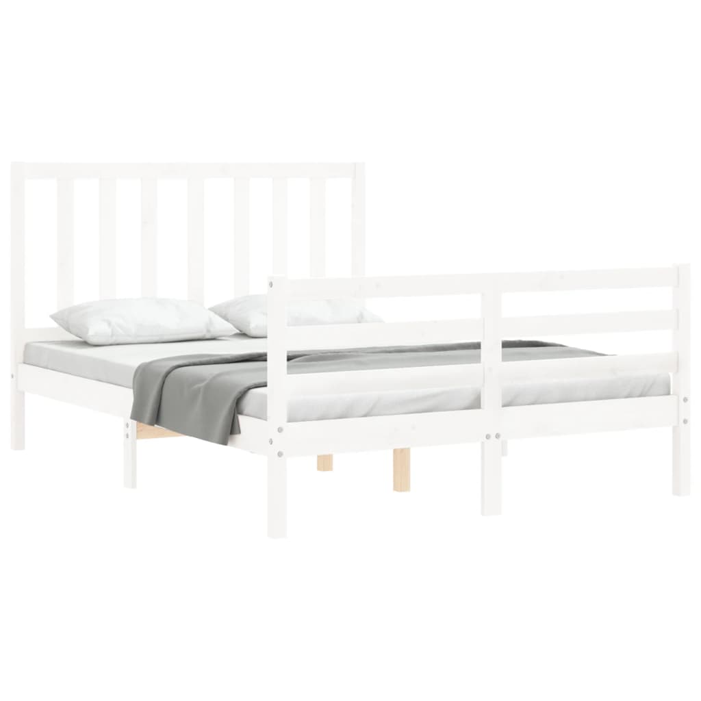 Cadre de lit sans matelas blanc 140x200 cm bois de pin massif - XIOS