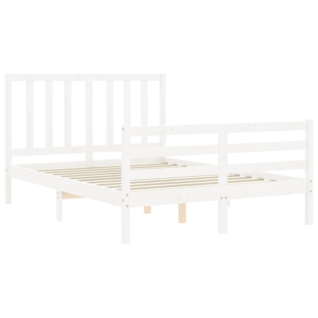 Cadre de lit sans matelas blanc 140x200 cm bois de pin massif - XIOS