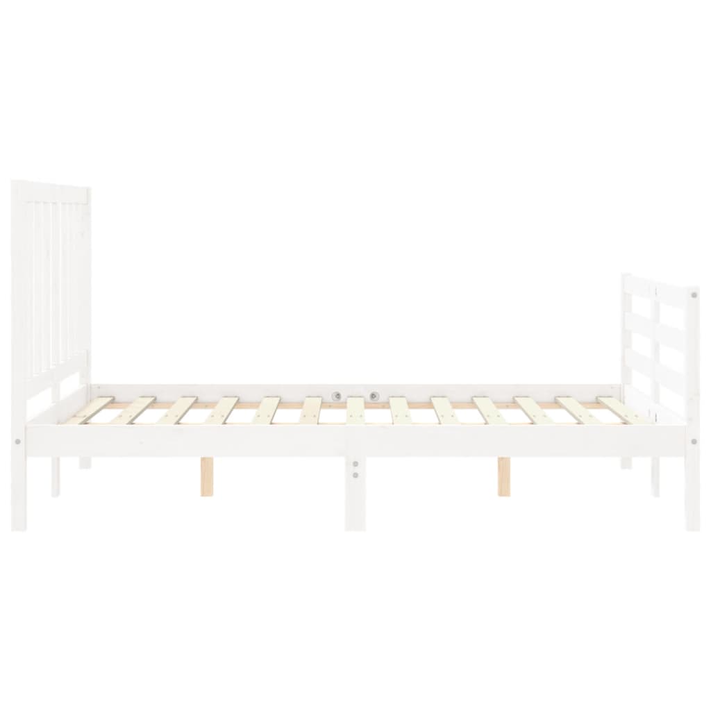 Cadre de lit sans matelas blanc 140x200 cm bois de pin massif - XIOS
