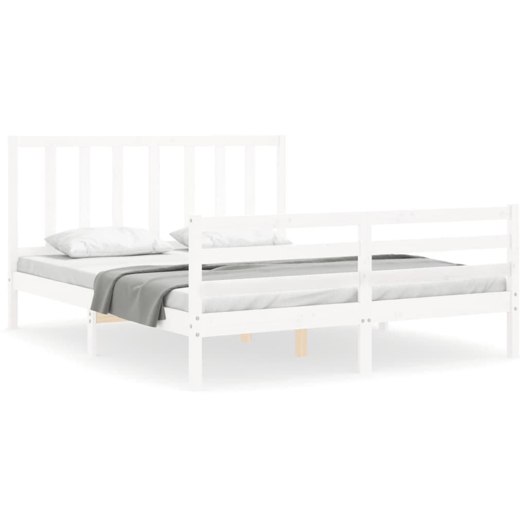 Cadre de lit sans matelas blanc 160x200 cm bois de pin massif - XIOS
