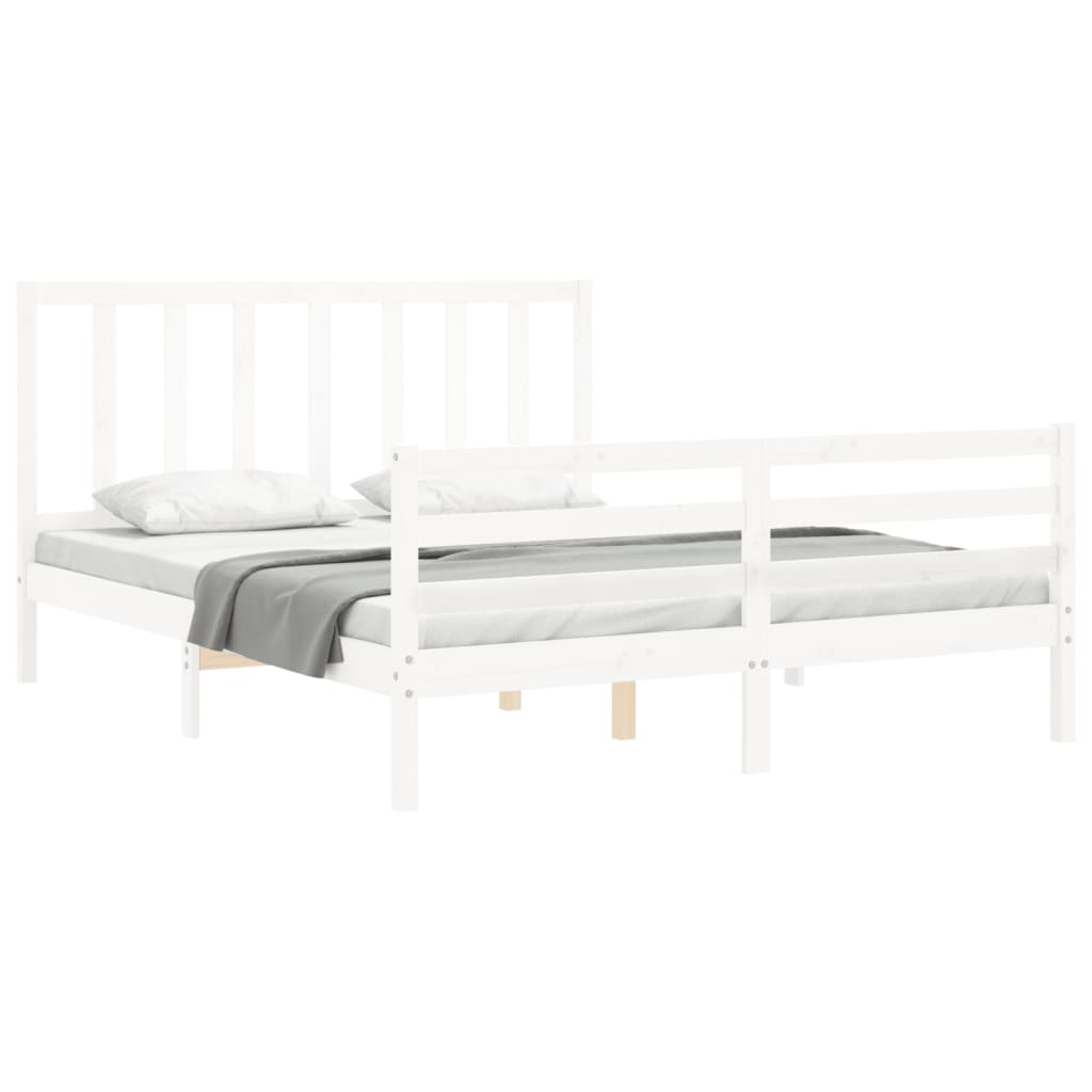 Cadre de lit sans matelas blanc 160x200 cm bois de pin massif - XIOS