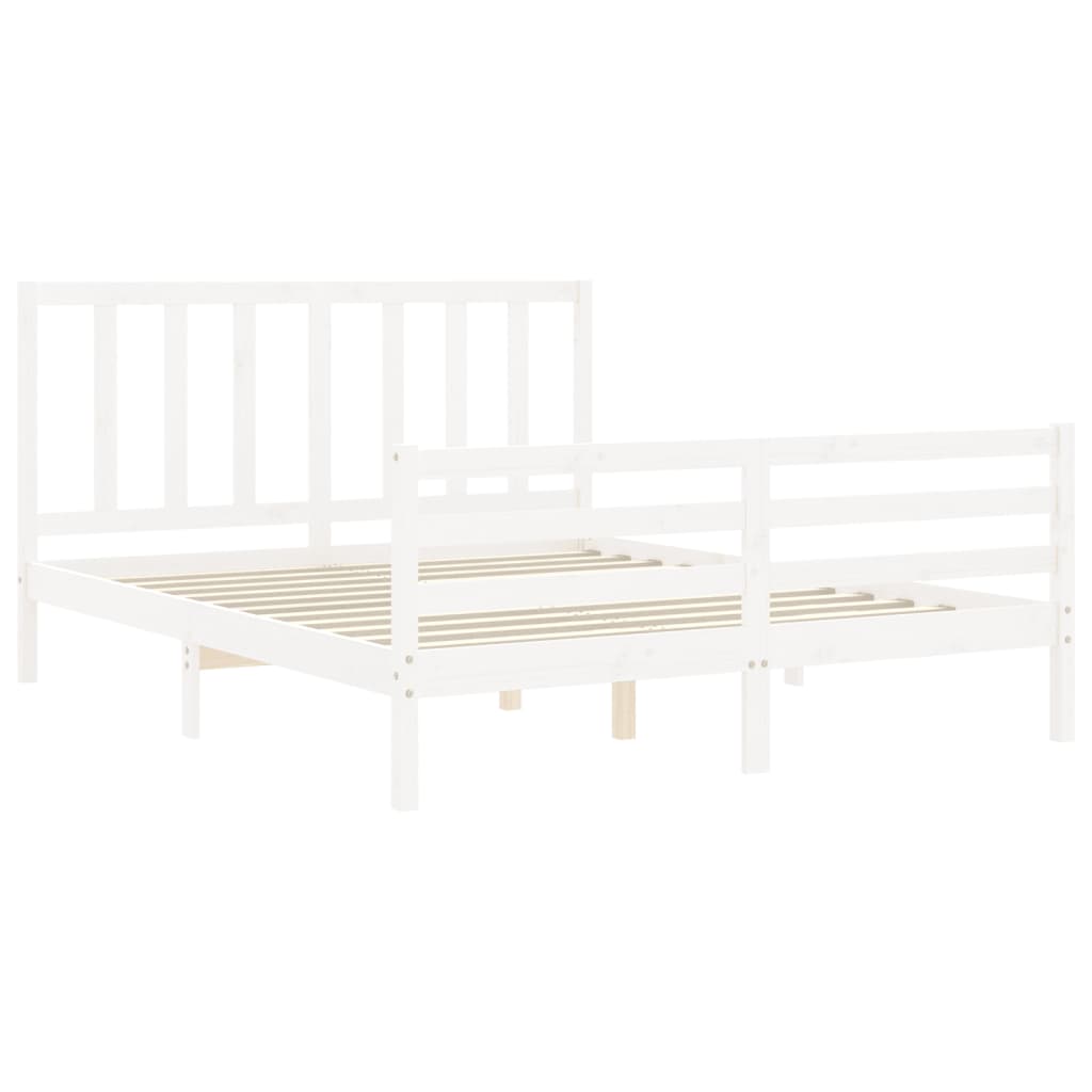 Cadre de lit sans matelas blanc 160x200 cm bois de pin massif - XIOS