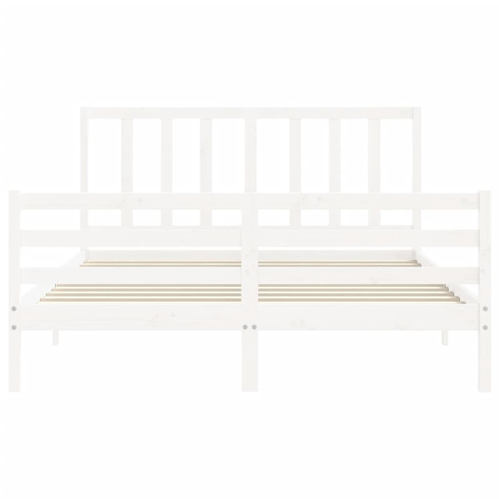 Cadre de lit sans matelas blanc 160x200 cm bois de pin massif - XIOS