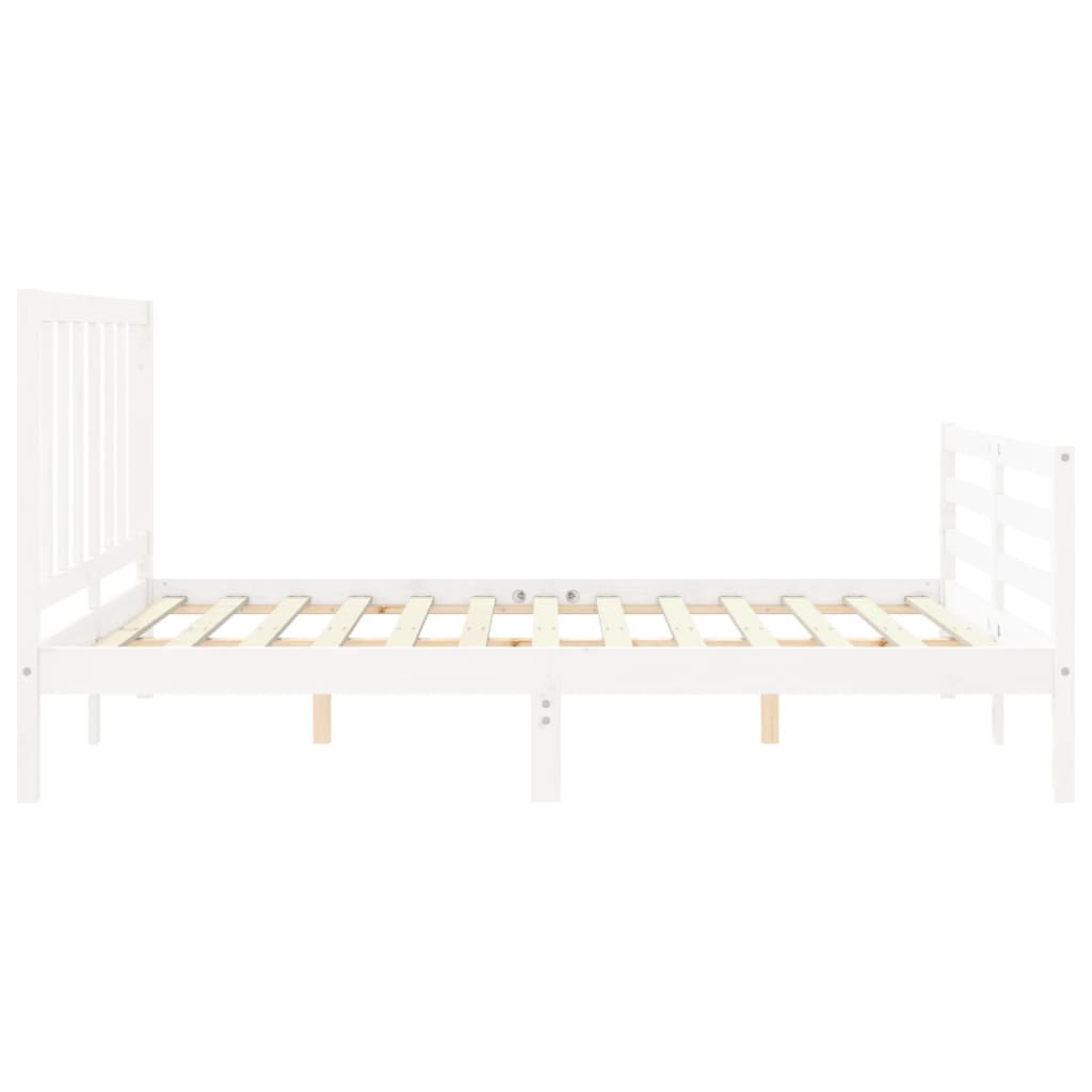 Cadre de lit sans matelas blanc 160x200 cm bois de pin massif - XIOS