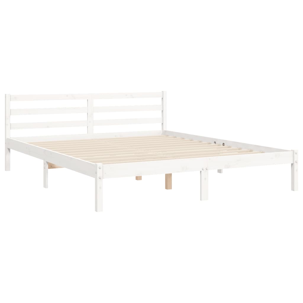 Cadre de lit sans matelas blanc 160x200 cm bois de pin massif - XIOS