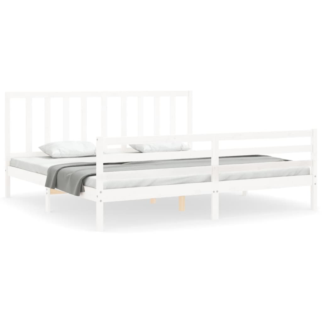 Cadre de lit sans matelas blanc 200x200 cm bois massif de pin - XIOS