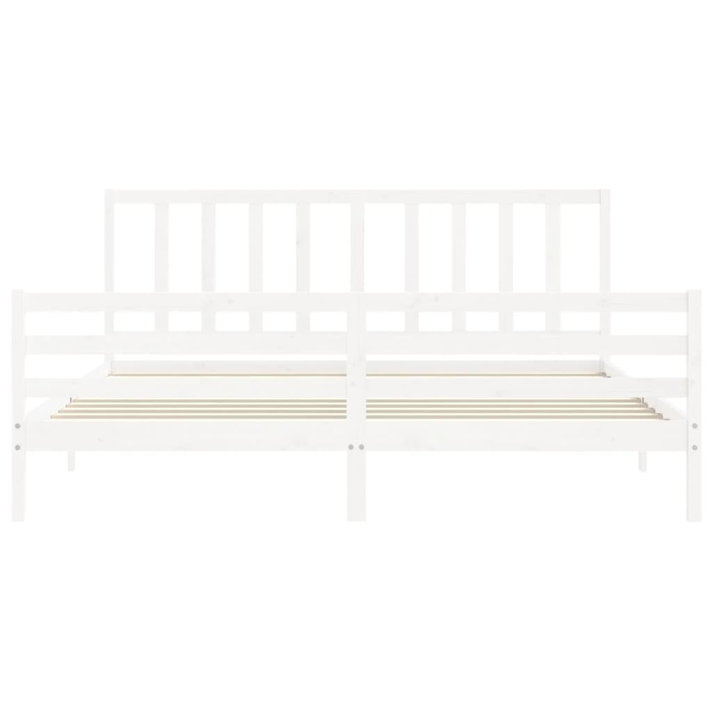 Cadre de lit sans matelas blanc 200x200 cm bois massif de pin - XIOS