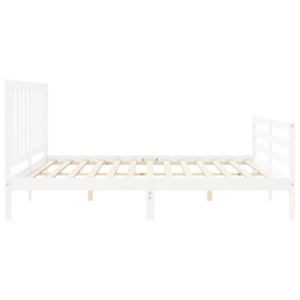 Cadre de lit sans matelas blanc 200x200 cm bois massif de pin - XIOS