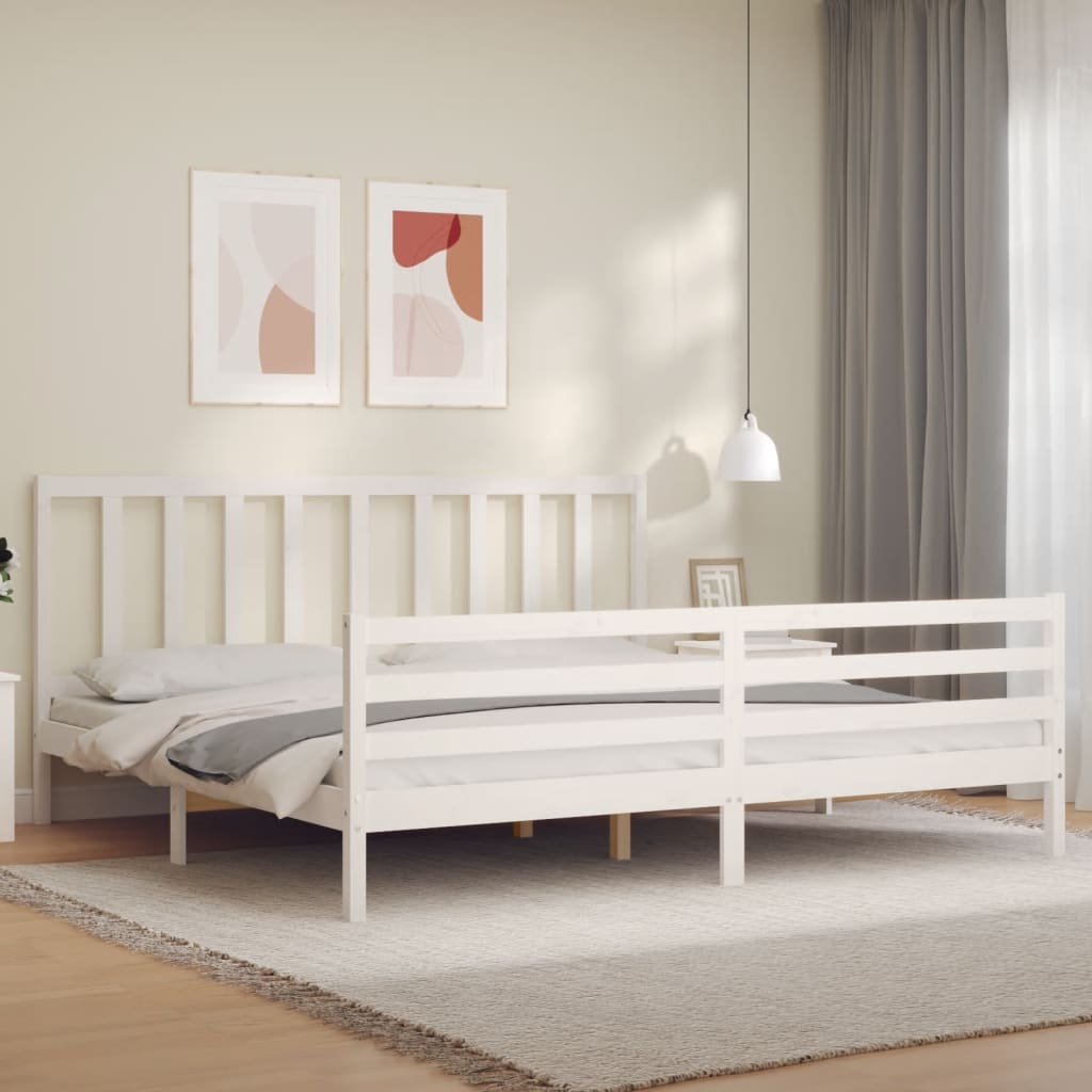 Cadre de lit sans matelas blanc 200x200 cm bois massif de pin - XIOS