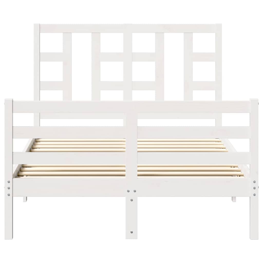 Cadre de lit sans matelas blanc bois de pin massif