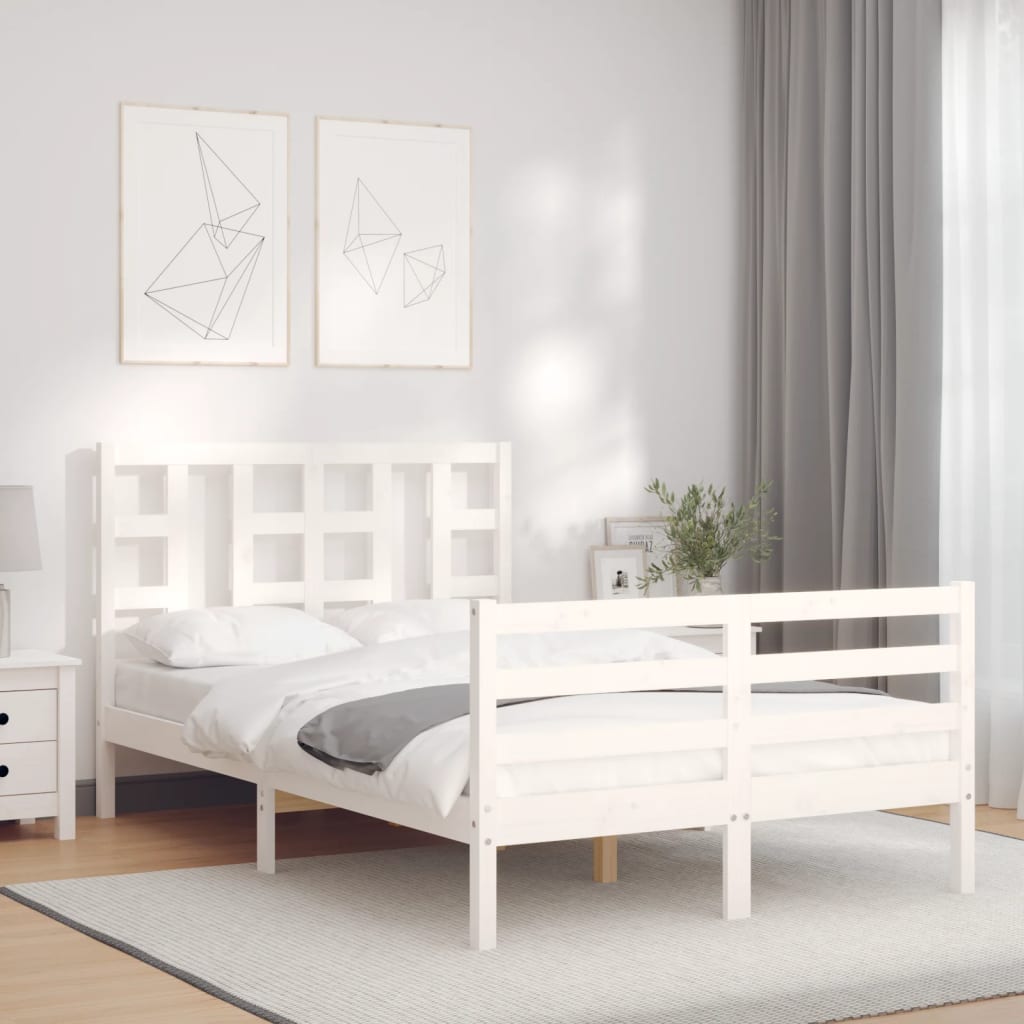 Cadre de lit sans matelas blanc 120x200 cm bois massif - XIOS