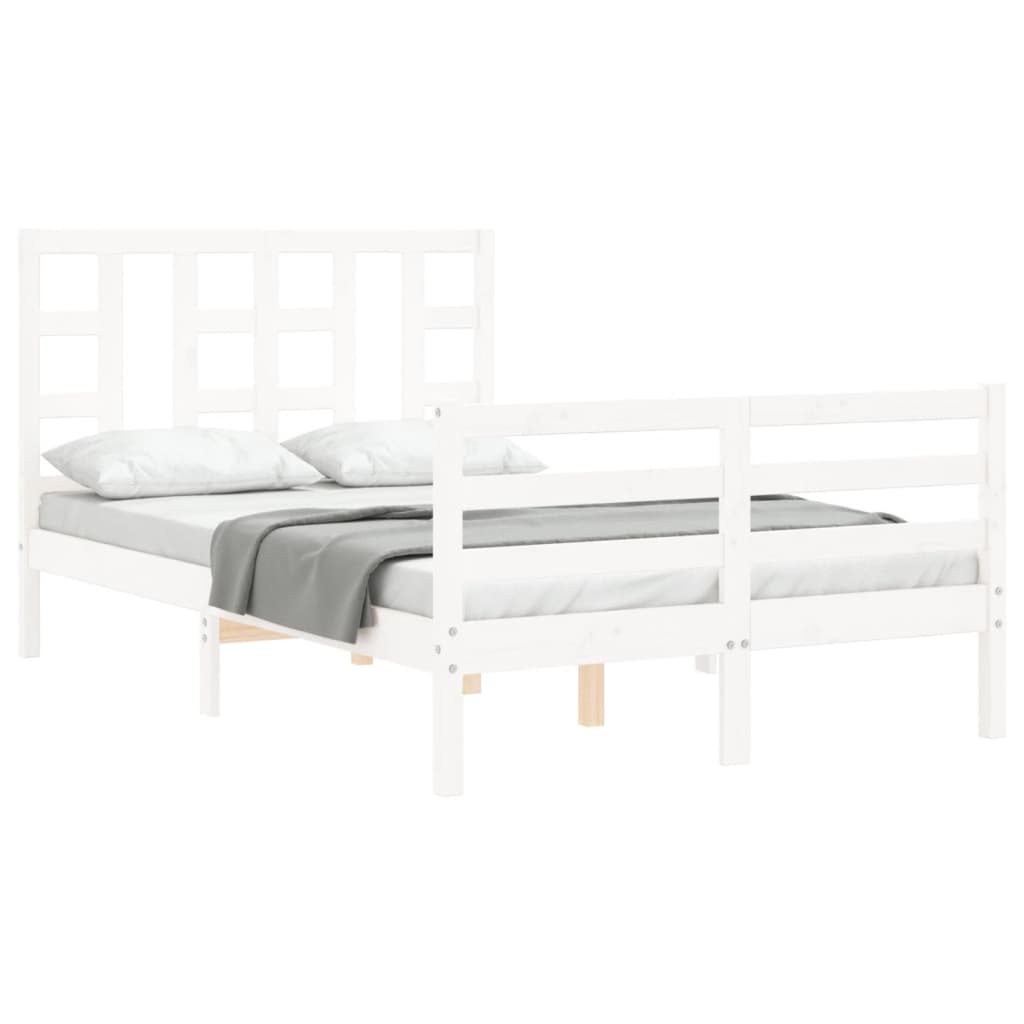 Cadre de lit sans matelas blanc 120x200 cm bois massif - XIOS