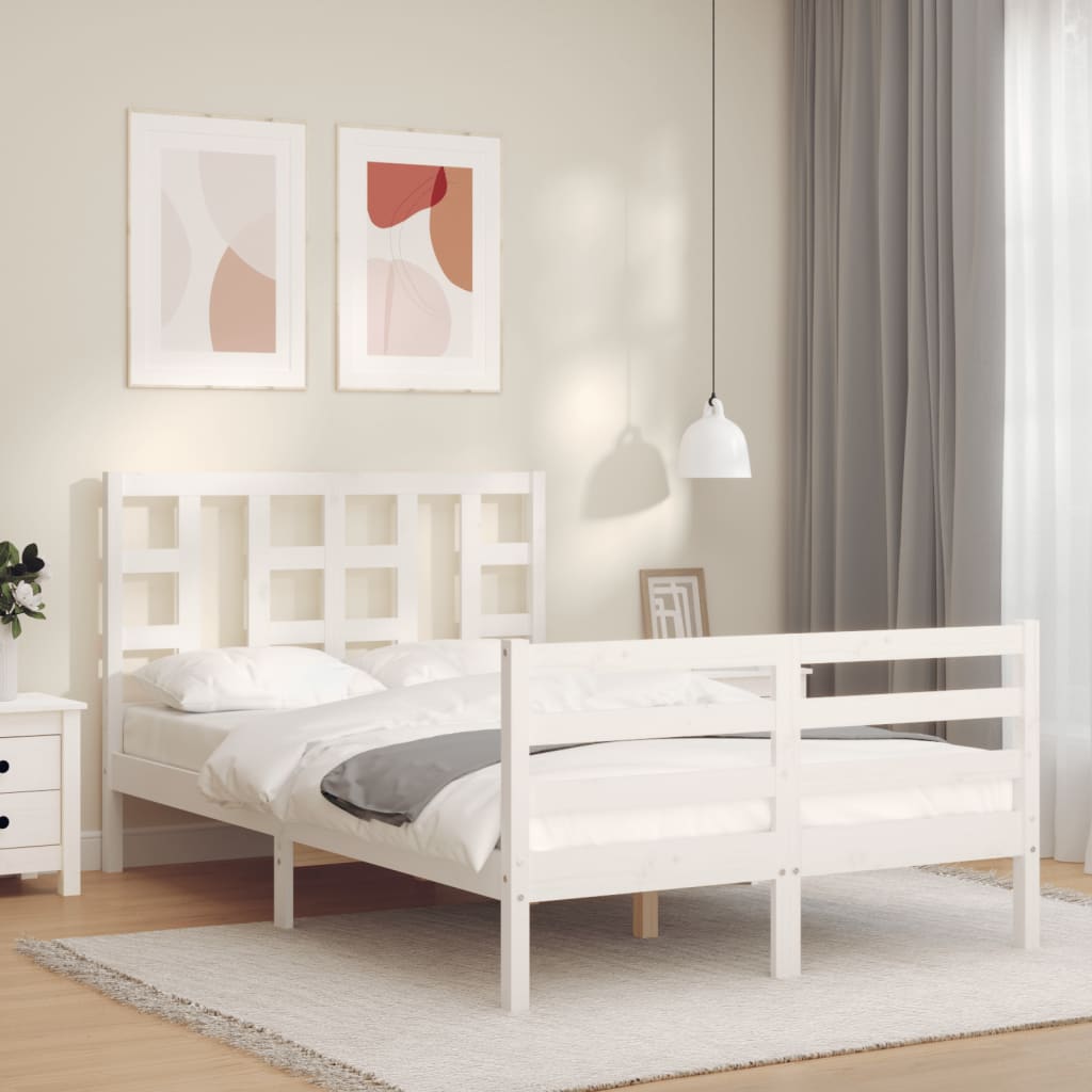 Cadre de lit sans matelas blanc 120x200 cm bois massif - XIOS