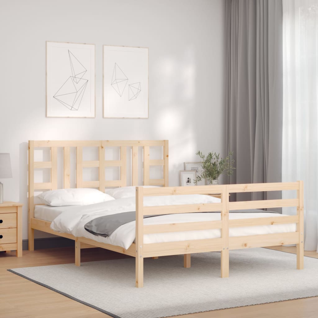 Cadre de lit sans matelas 140x200 cm bois massif - XIOS
