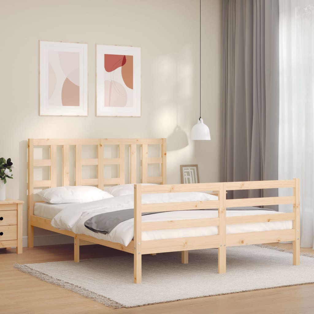 Cadre de lit sans matelas 140x200 cm bois massif - XIOS