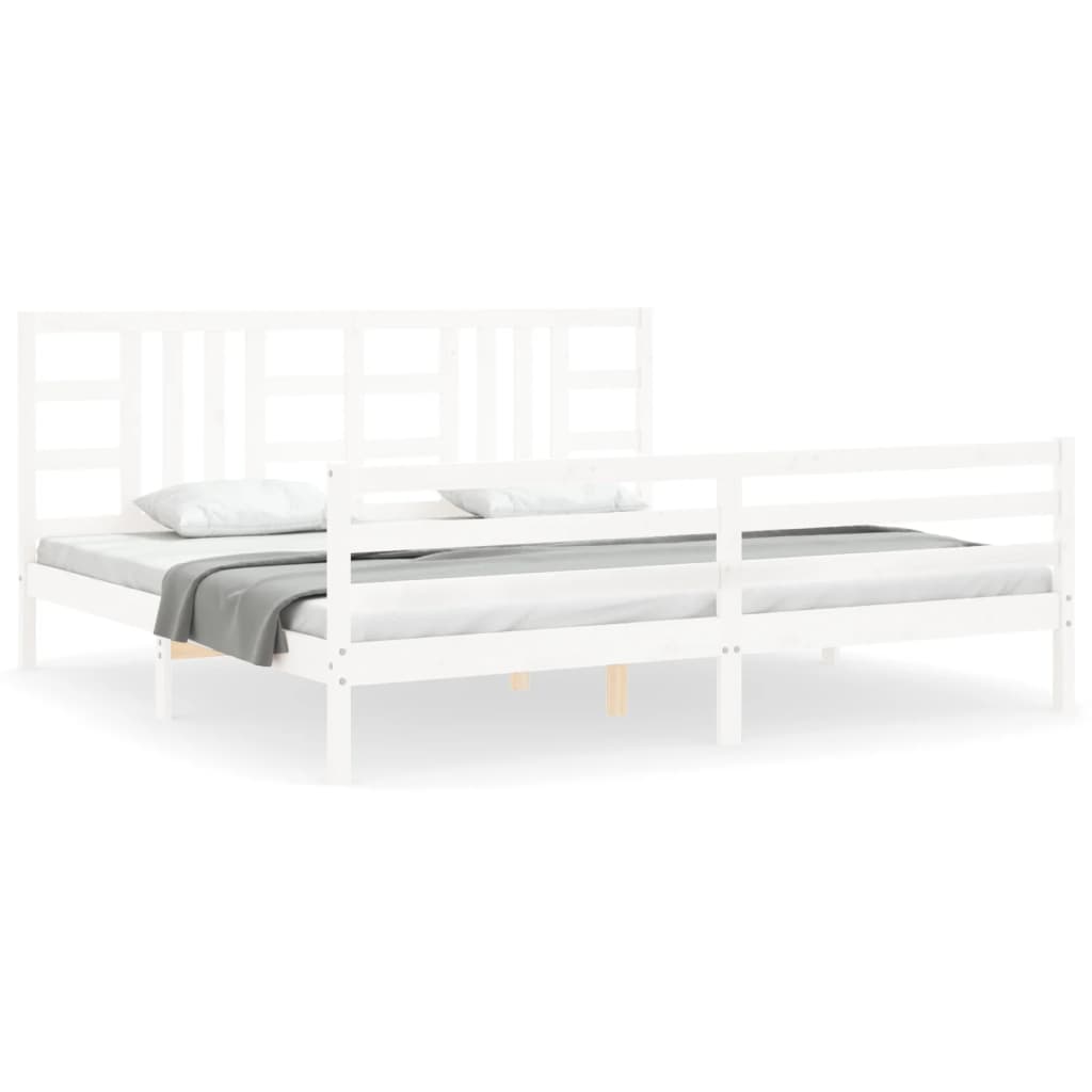 Cadre de lit sans matelas blanc 200x200 cm bois massif - XIOS