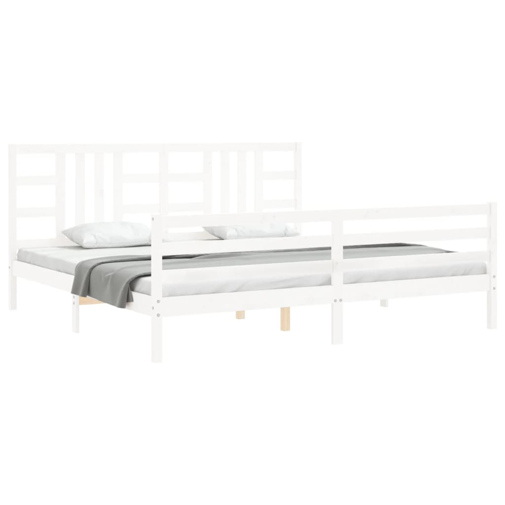 Cadre de lit sans matelas blanc 200x200 cm bois massif - XIOS