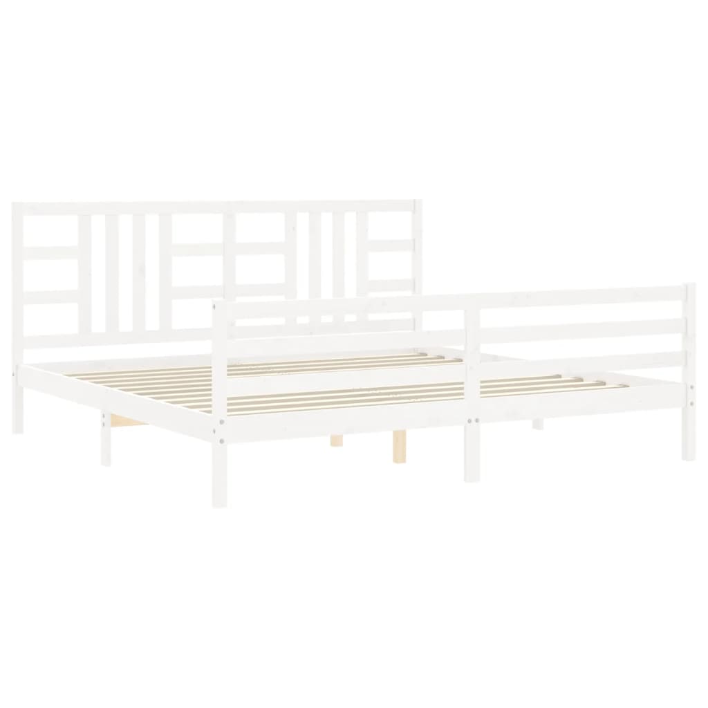 Cadre de lit sans matelas blanc 200x200 cm bois massif - XIOS