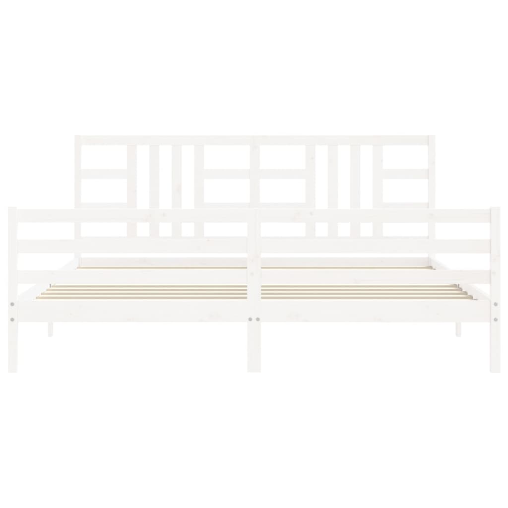 Cadre de lit sans matelas blanc 200x200 cm bois massif - XIOS