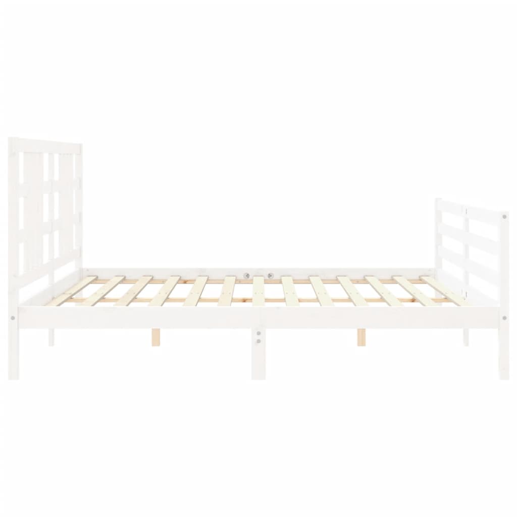 Cadre de lit sans matelas blanc 200x200 cm bois massif - XIOS