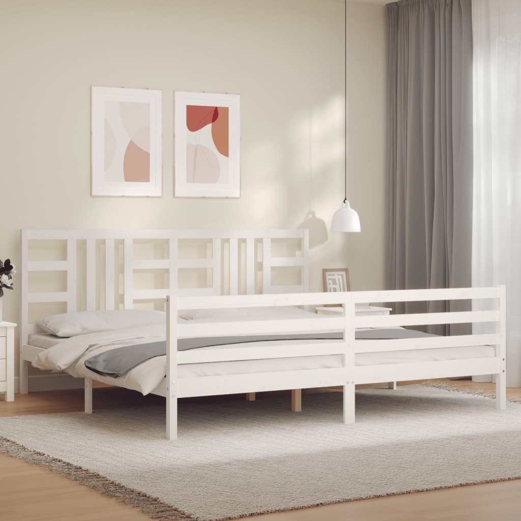 Cadre de lit sans matelas blanc 200x200 cm bois massif - XIOS
