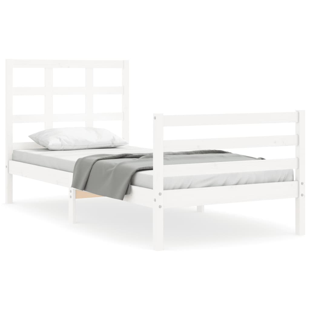 Cadre de lit sans matelas blanc bois massif - XIOS