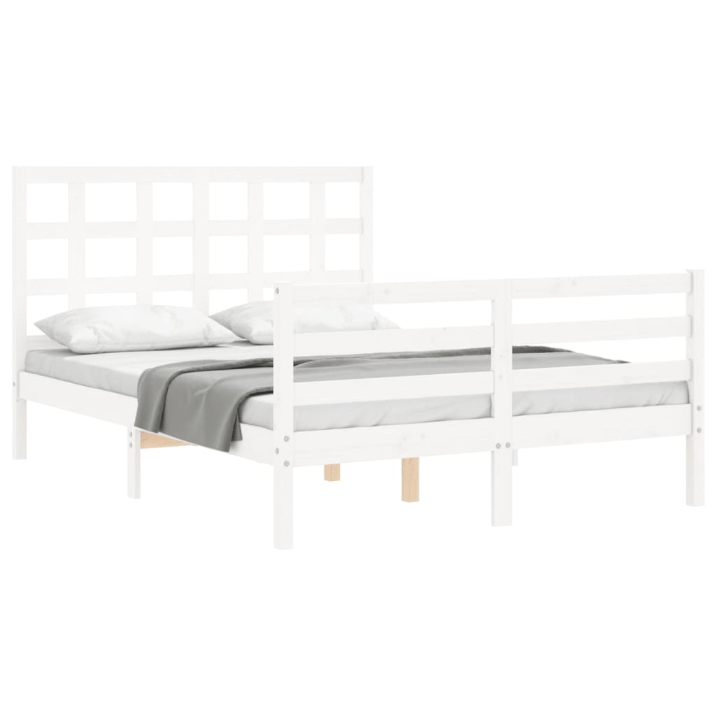 Cadre de lit sans matelas blanc 140x200 cm bois massif - XIOS