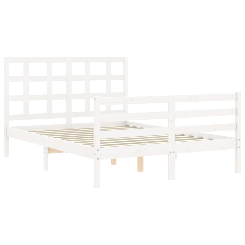 Cadre de lit sans matelas blanc 140x200 cm bois massif - XIOS