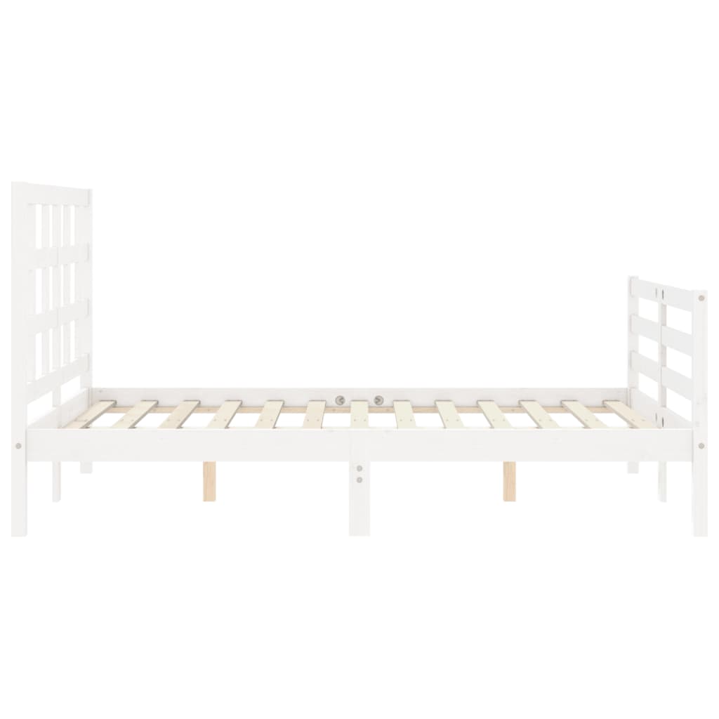 Cadre de lit sans matelas blanc 140x200 cm bois massif - XIOS