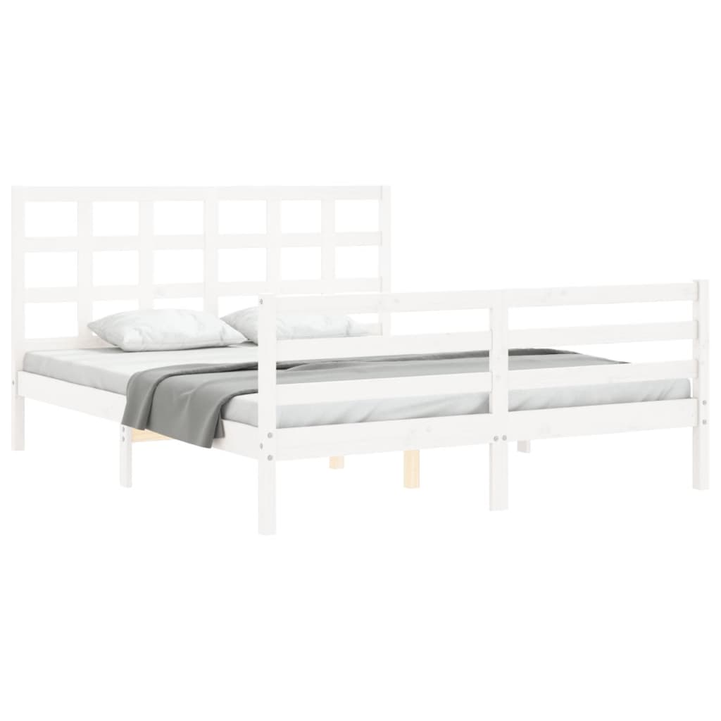 Cadre de lit sans matelas blanc bois de pin massif - XIOS