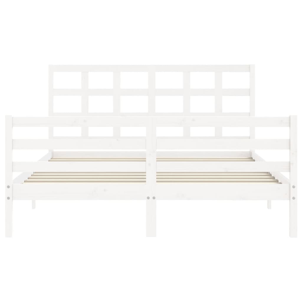 Cadre de lit sans matelas blanc bois de pin massif - XIOS