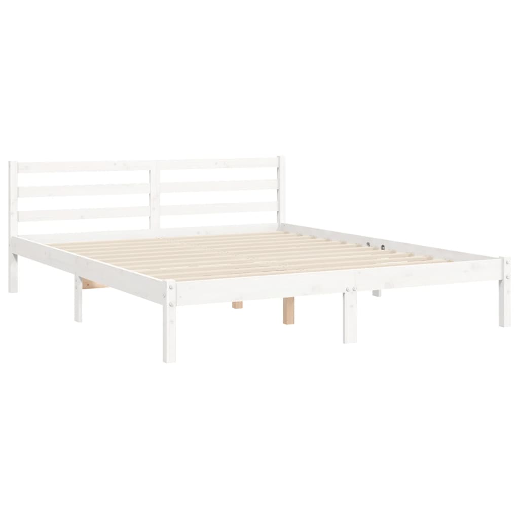 Cadre de lit sans matelas blanc bois de pin massif - XIOS
