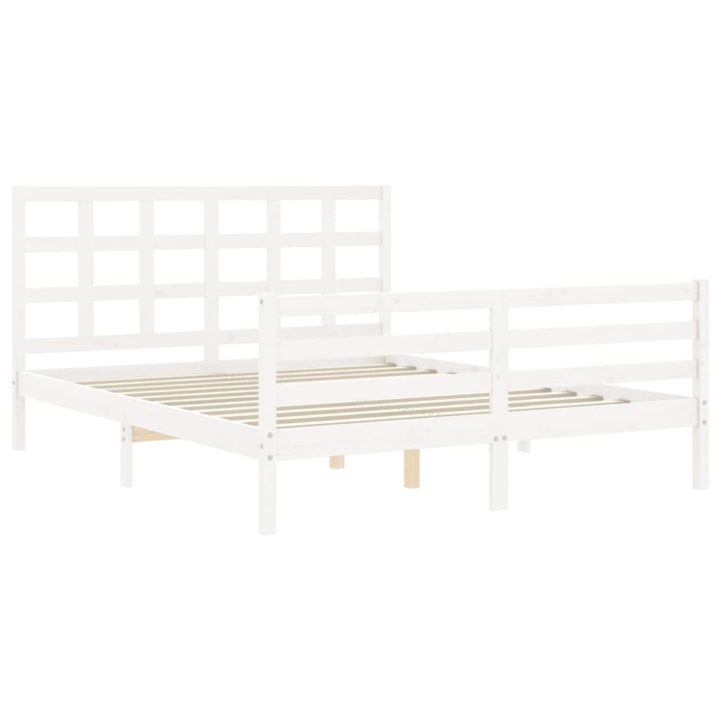 Cadre de lit sans matelas blanc 160x200 cm bois massif - XIOS