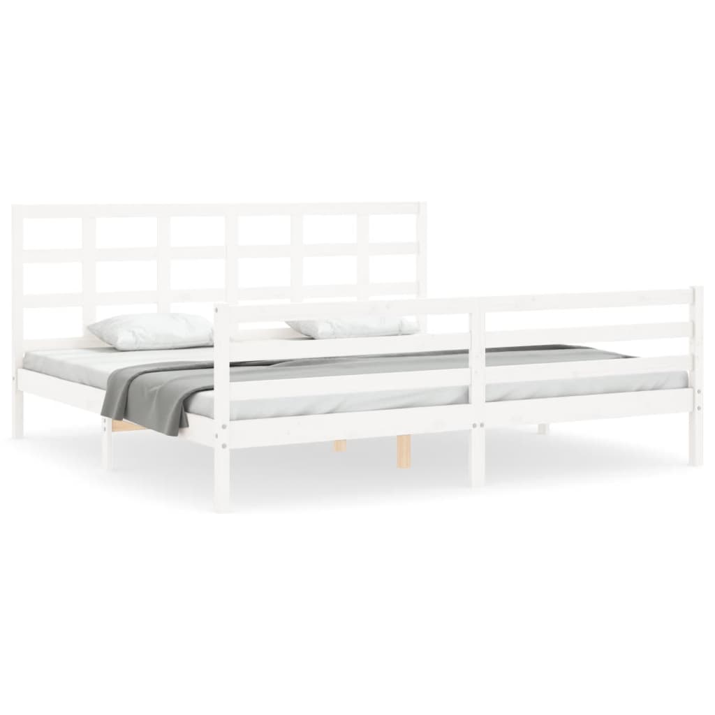 Cadre de lit sans matelas blanc 200x200 cm bois massif - XIOS