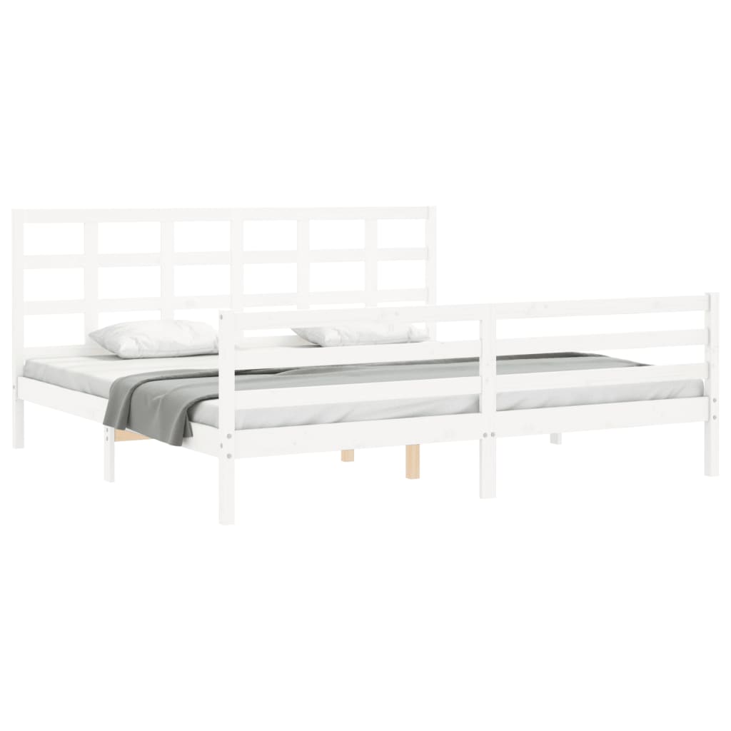Cadre de lit sans matelas blanc 200x200 cm bois massif - XIOS