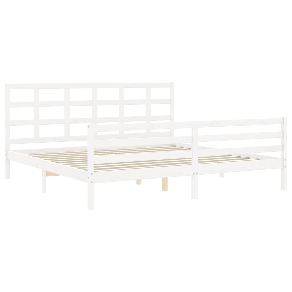Cadre de lit sans matelas blanc 200x200 cm bois massif - XIOS