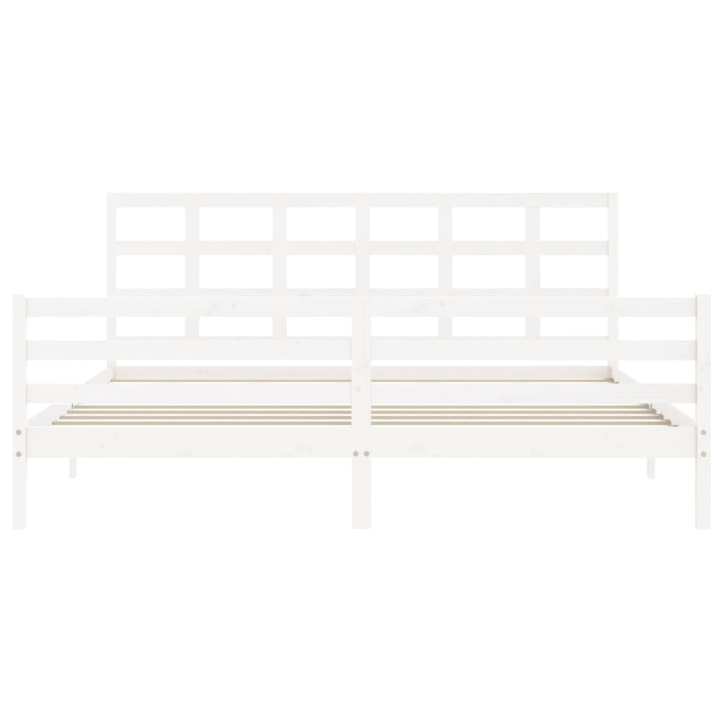 Cadre de lit sans matelas blanc 200x200 cm bois massif - XIOS