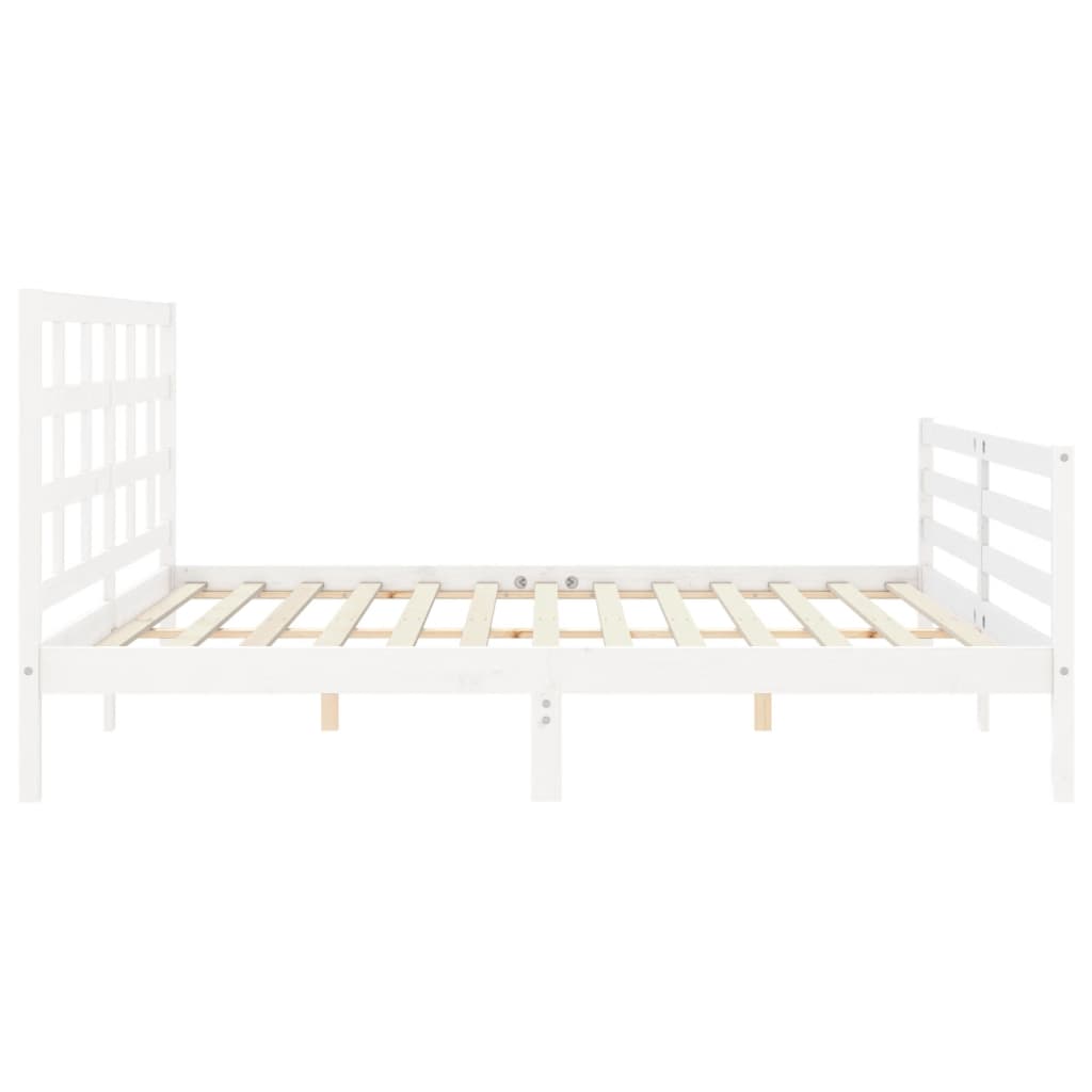 Cadre de lit sans matelas blanc 200x200 cm bois massif - XIOS