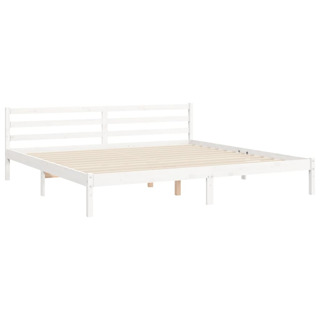 Cadre de lit sans matelas blanc 200x200 cm bois massif - XIOS
