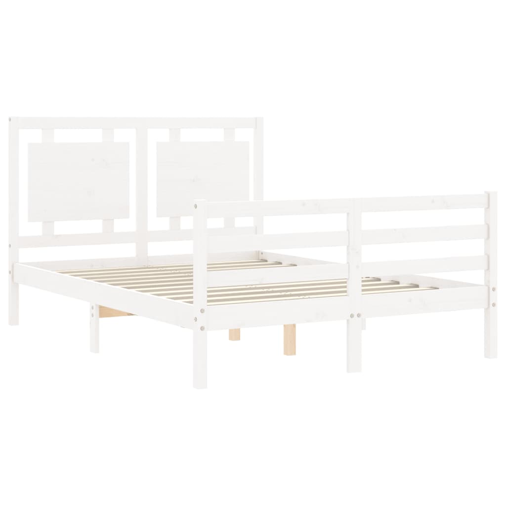 Cadre de lit sans matelas blanc 120x200 cm bois massif - XIOS