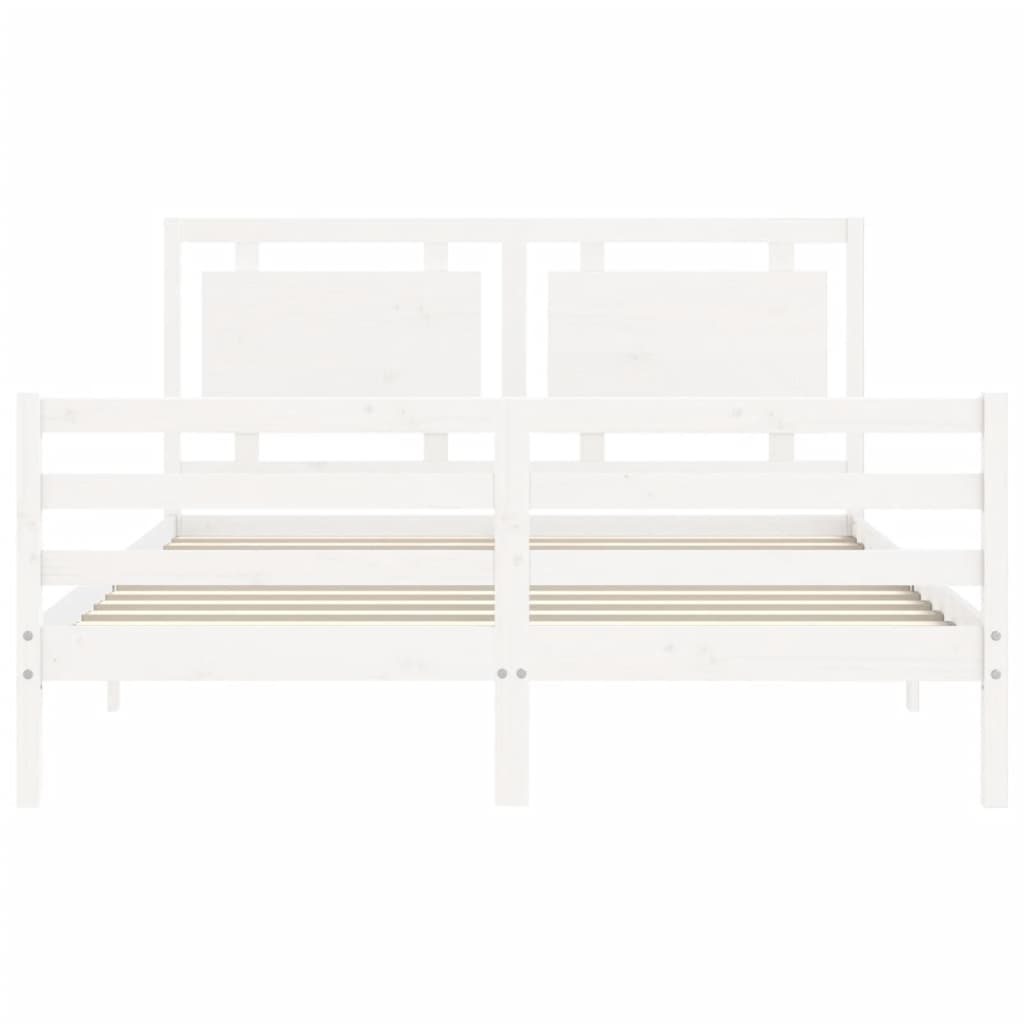 Cadre de lit sans matelas blanc 160x200 cm bois massif - XIOS
