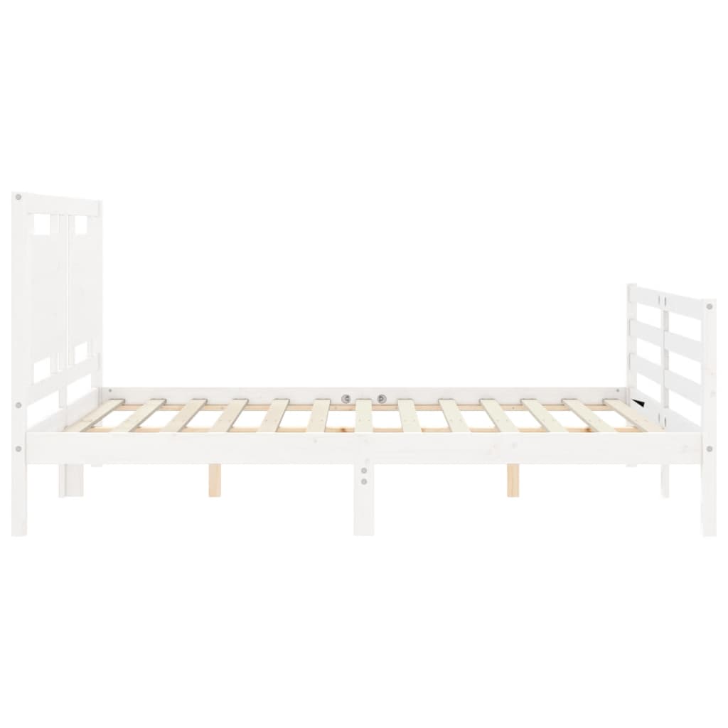 Cadre de lit sans matelas blanc 160x200 cm bois massif - XIOS