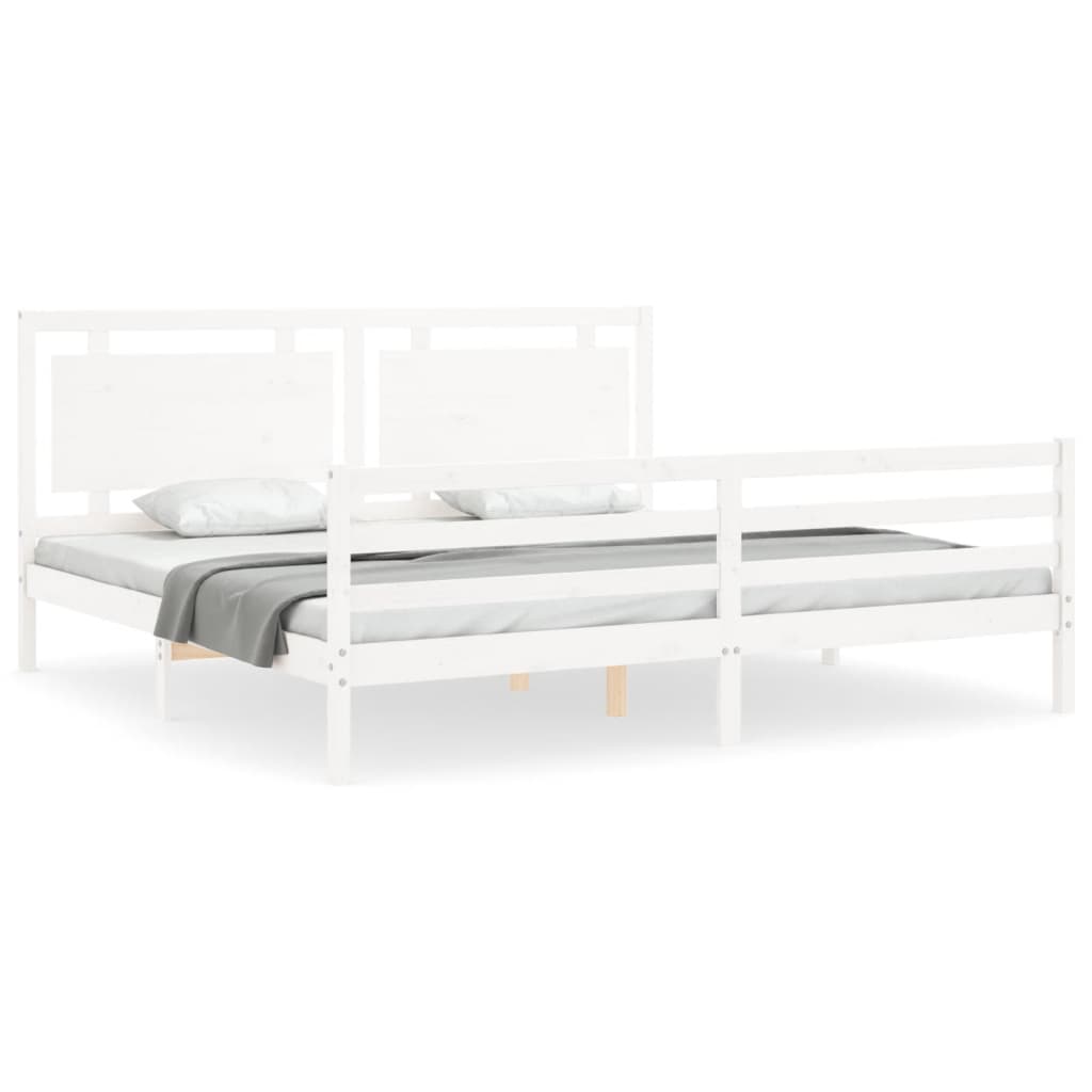 Cadre de lit sans matelas blanc 200x200 cm bois massif - XIOS