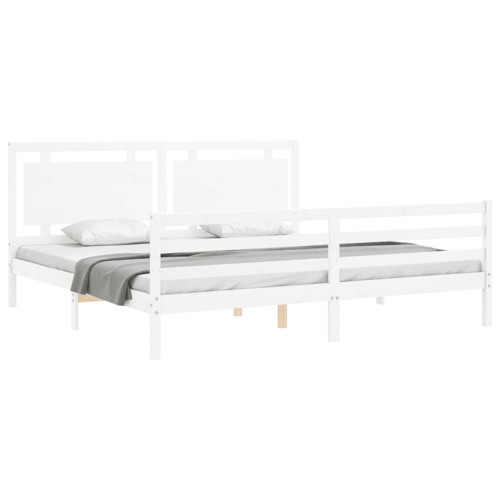 Cadre de lit sans matelas blanc 200x200 cm bois massif - XIOS