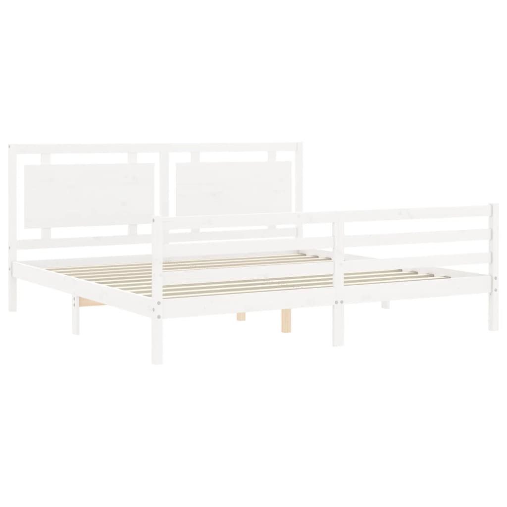 Cadre de lit sans matelas blanc 200x200 cm bois massif - XIOS