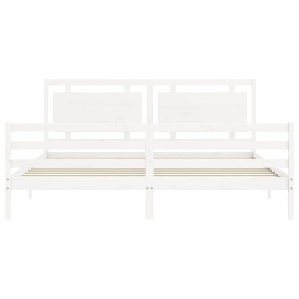 Cadre de lit sans matelas blanc 200x200 cm bois massif - XIOS