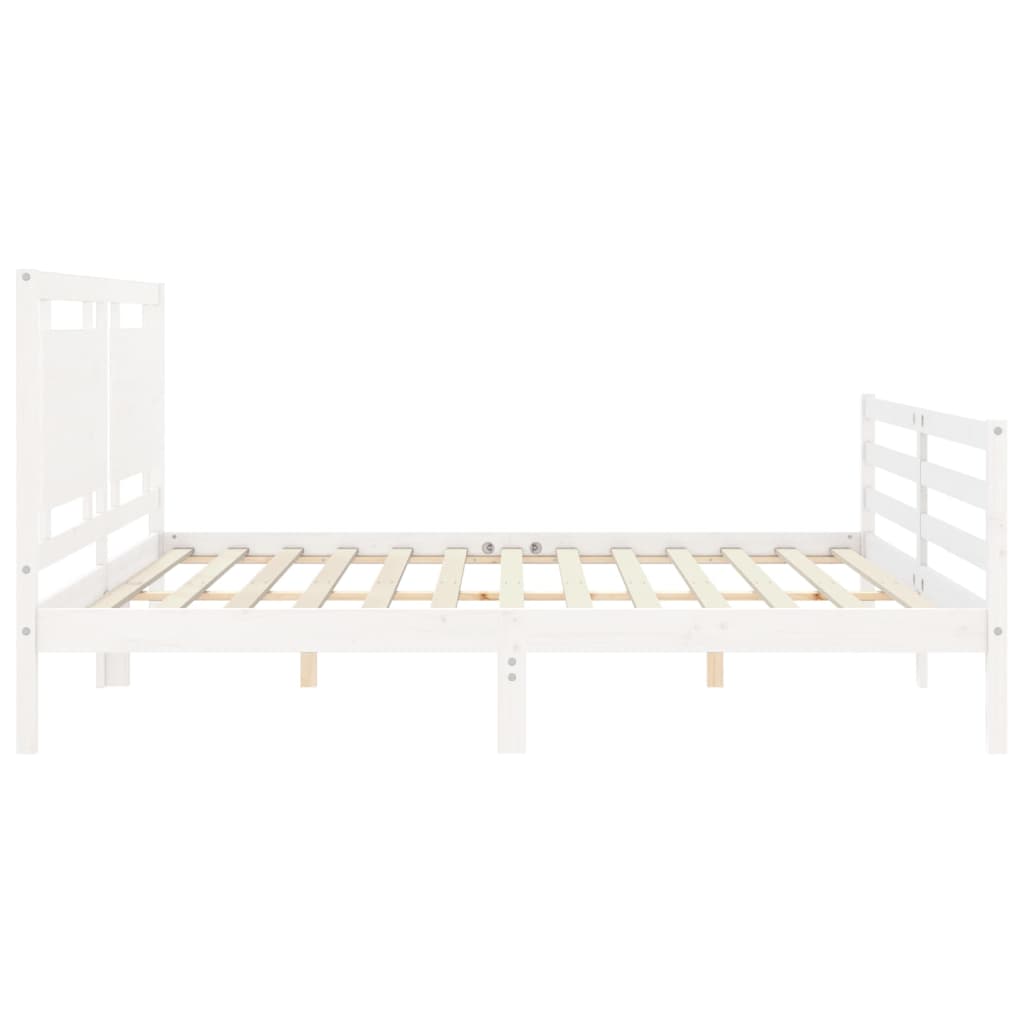 Cadre de lit sans matelas blanc 200x200 cm bois massif - XIOS