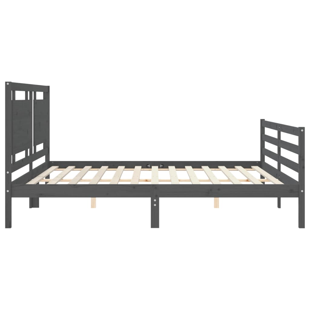 Cadre de lit sans matelas gris 200x200 cm bois massif - XIOS