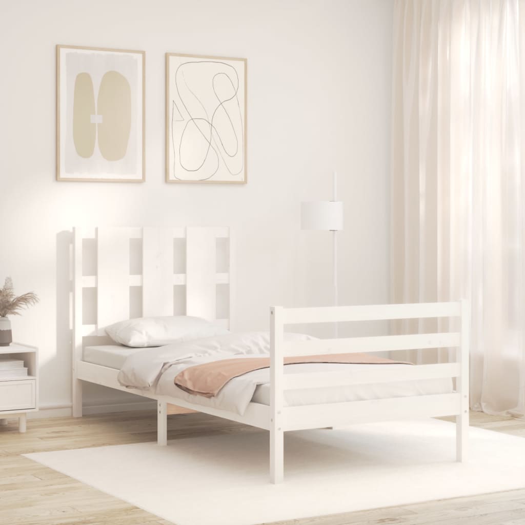 Cadre de lit sans matelas blanc bois massif - XIOS