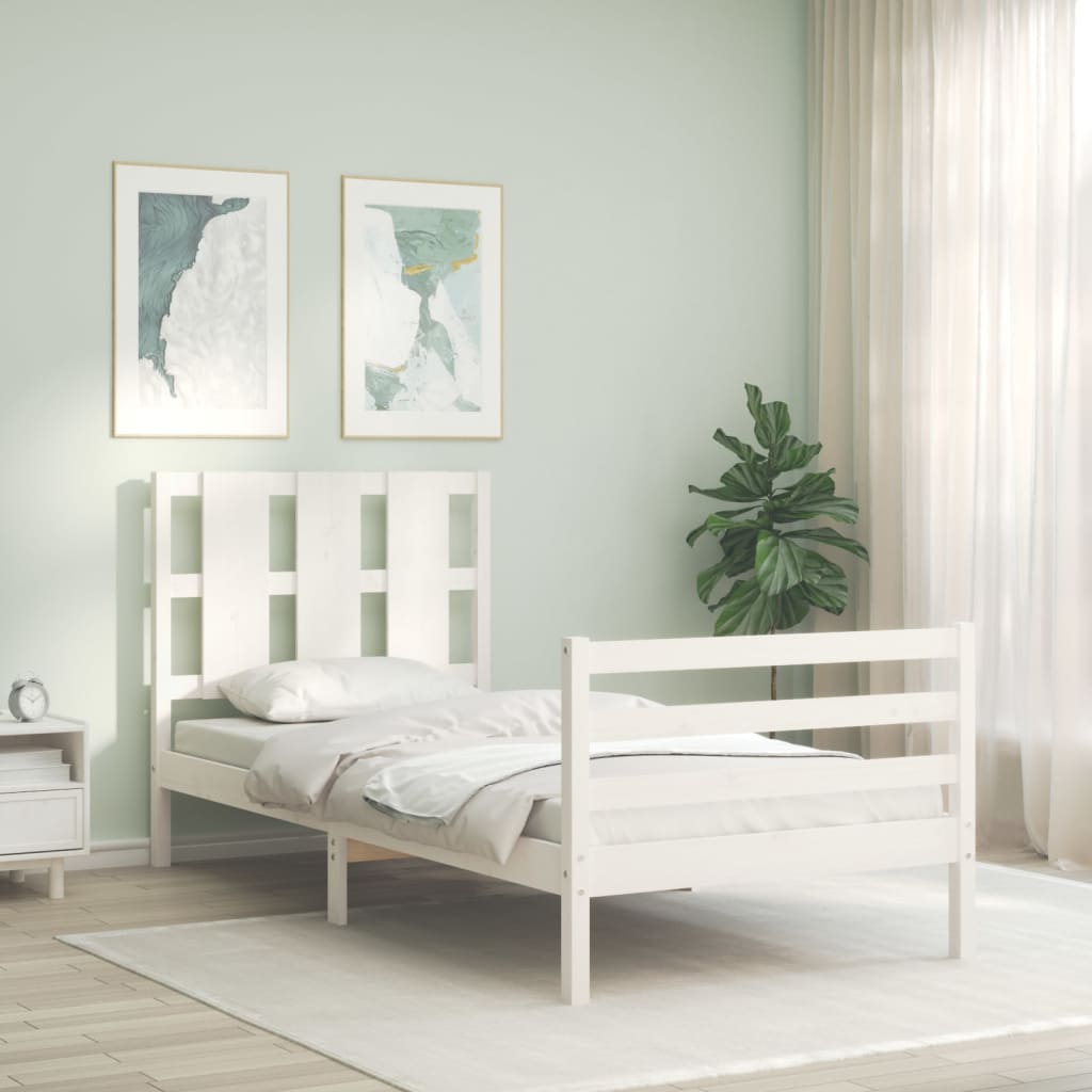 Cadre de lit sans matelas blanc bois massif - XIOS